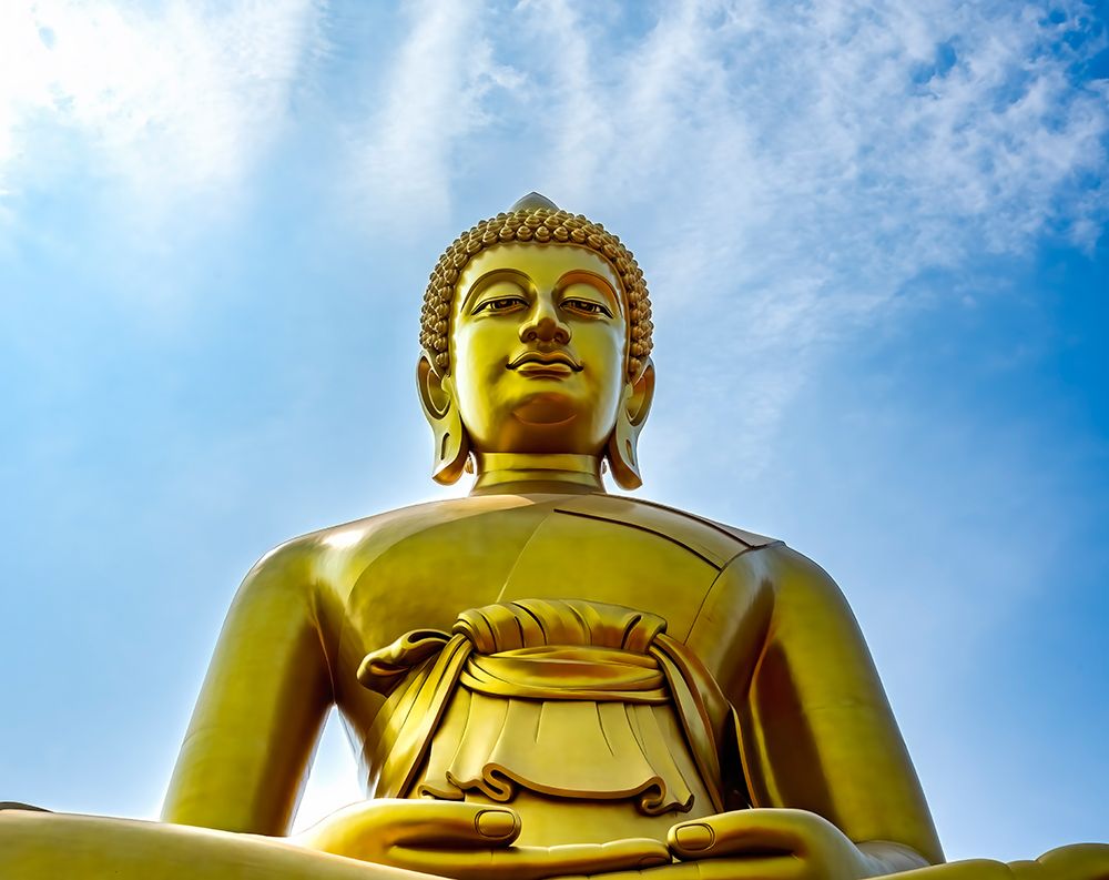 Largest golden Buddha, Wat Paknam Bhasicharoen in Bangkok, Thailand. Temple established in 1600s.